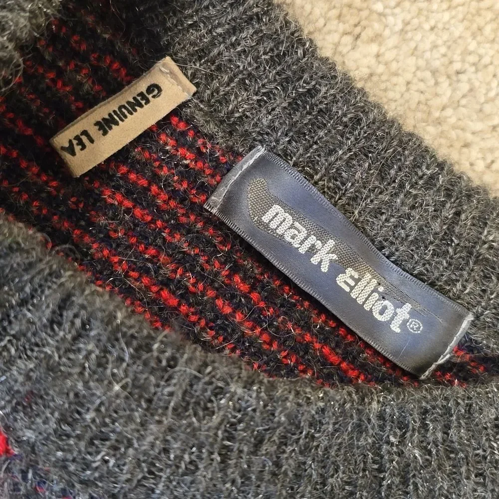 Mark Elliot | Vintage Knit Sweater with Red and Gray Patterns